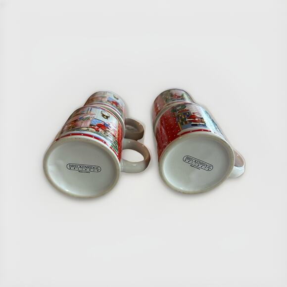Holiday Santa Scene Mug Set of 4 (2 Scenes) Christmas mugs Breckenridge Cups - Picture 3 of 4